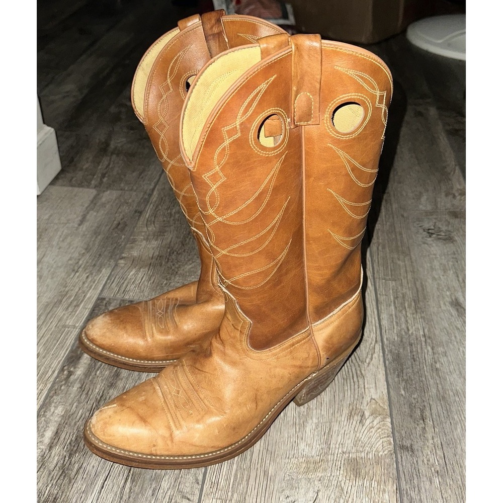 Vintage made in USA Acme leather cowboy boots size women's 10.5 D Light leather‎